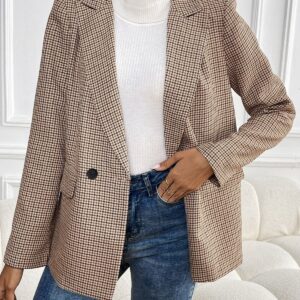 Vintage Houndstooth Elegant Casual Blazer
